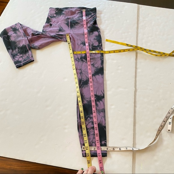EUC Lululemon Power Thru High Rise Tight 25" Over Tie Dye Purple Grey Sz 4 Pants - Picture 14 of 16